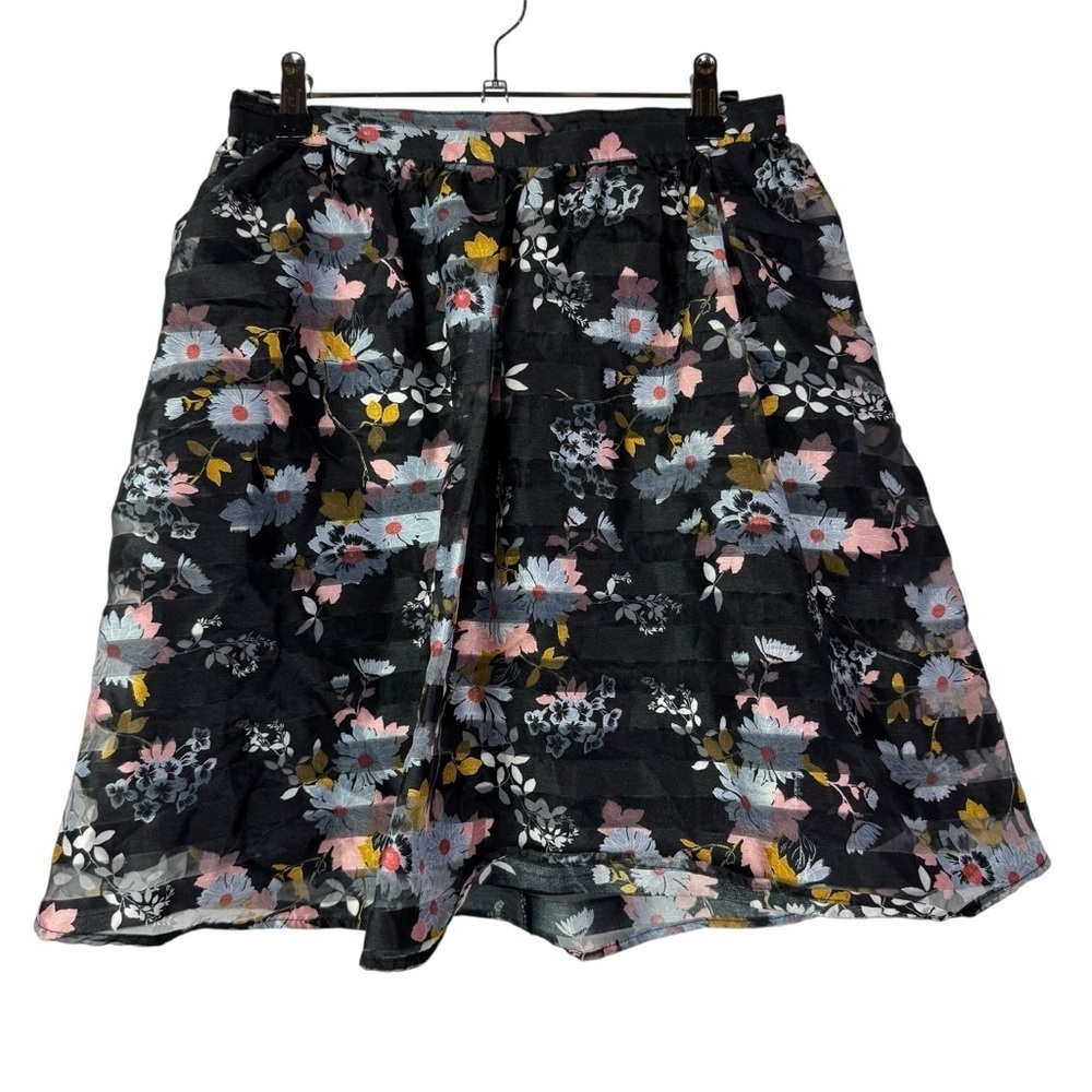 Xhilaration Black Floral Tulle Mini Skirt M